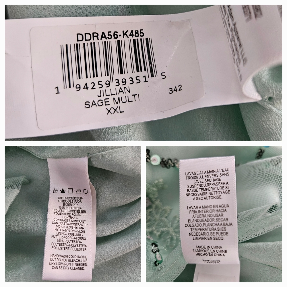 Dress the Population Jillian Mini Dress Sz 12 M L (XXL) Mint Sage Sequined Prom - Picture 7 of 13